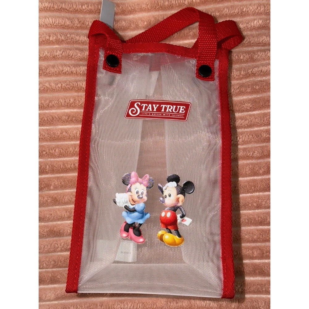 Disney Mickey Minnie Mouse Stay True Mesh Mini Tote Bag Red White Clear Small